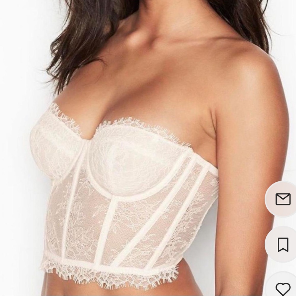 VICTORIA’S SECRET DREAM ANGELS UNLINED WHITE LACE CORSET BUSTIER TOP